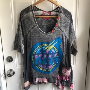 Upcycled Funky Kiss Thermal Burn Out Tee